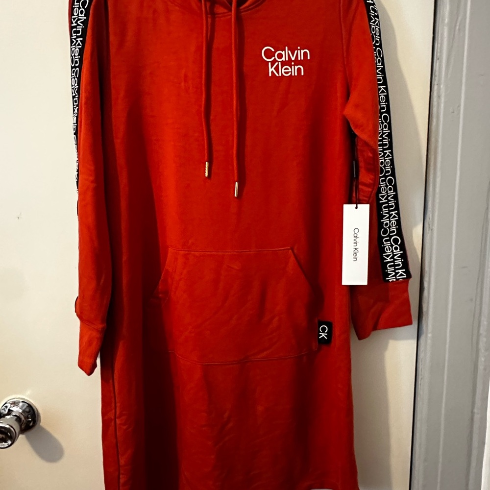Calvin Klein Burnt Orange Hoodie Dress
